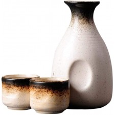 KTZAJO Wykwintna czarna pokusa zestaw do wina Sake w stylu japońskim domowy ceramiczny retro klasyczny zestaw kieliszków do wina A5 - B09STJB3MS