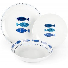 Excelsa Ocean 18-częściowy zestaw zastawy stołowej porcelana 45 x 25 x 12 cm biało-niebieski - B01KQ84M6S
