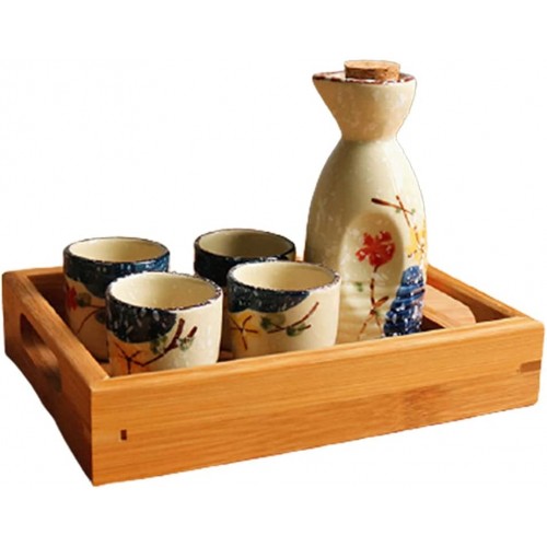 HIAQIMEI Sake zestaw japoński z tacą zestaw garnków sake kubek kreatywny zestaw do wina najlepszy prezent dla przyjaciół i rodziny B - B09YL81V47